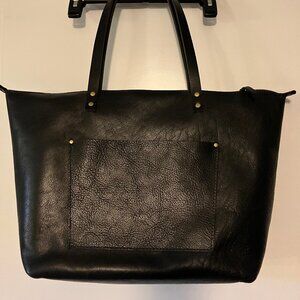 Portland Leather Goods OS Pebbled Black Zippered Tote
